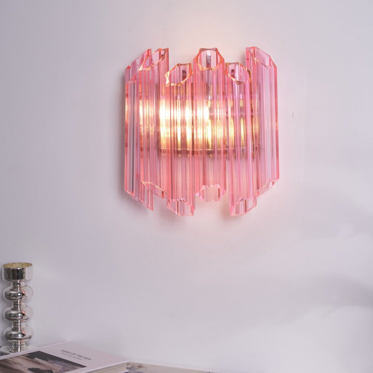 Aurora wandlamp Roze Murano-glasbuis