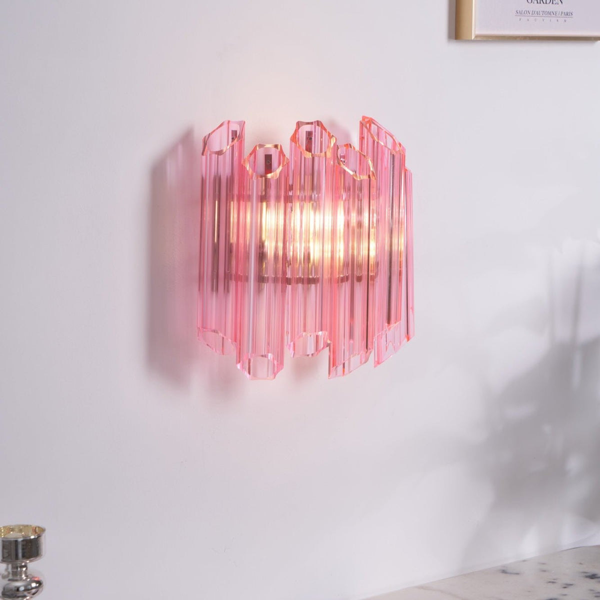 Aurora wandlamp Roze Murano-glasbuis