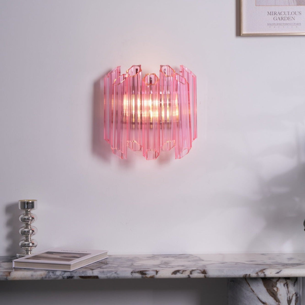 Aurora wandlamp Roze Murano-glasbuis