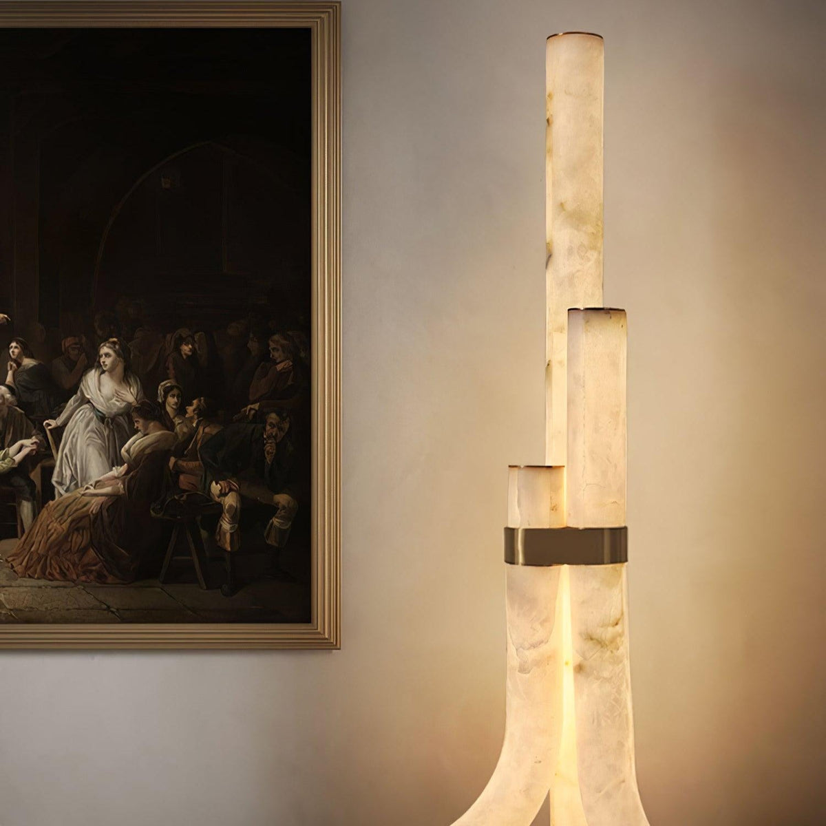 Nivoena vloerlamp van albast