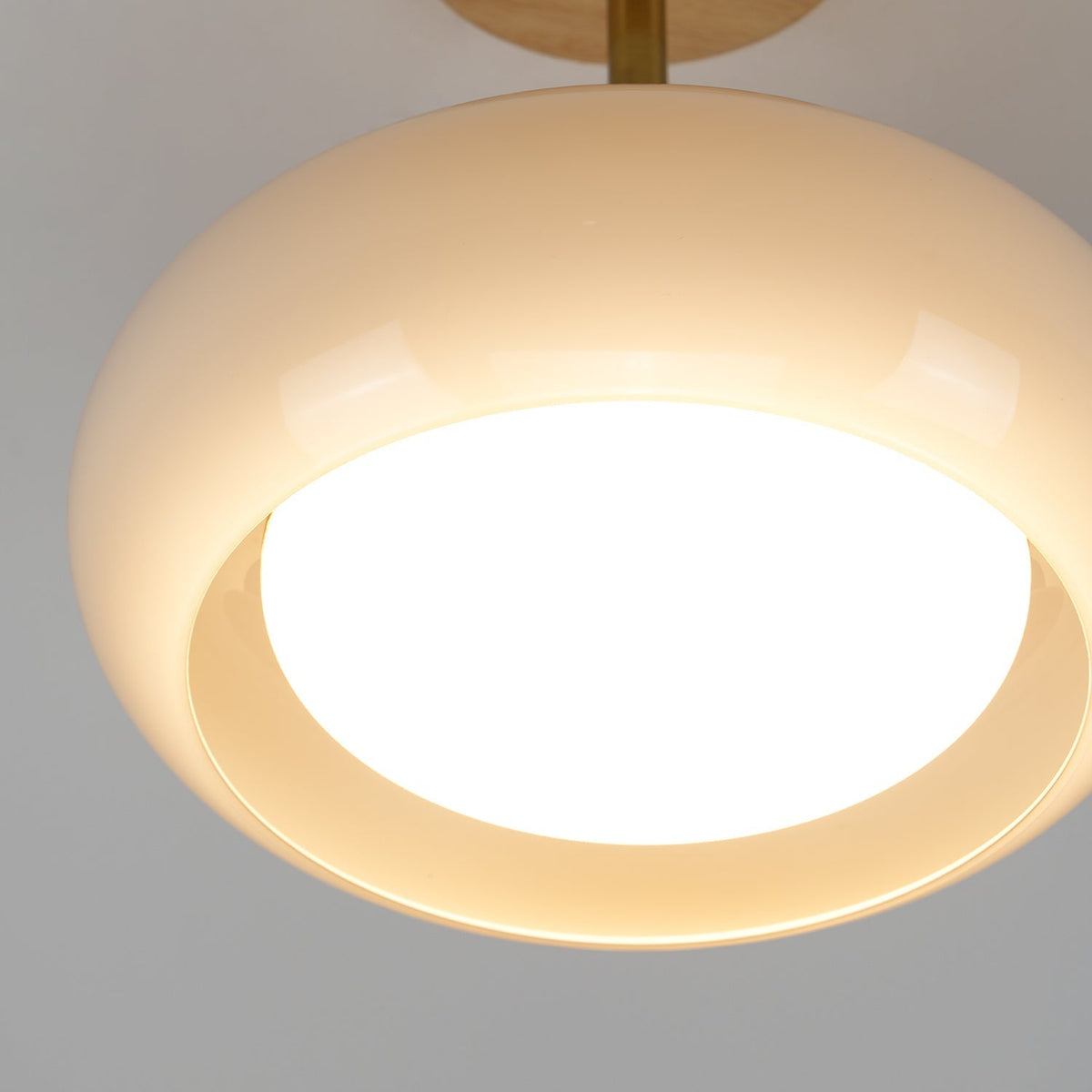 Aldaline plafondlamp met glazen kap en houten kleur