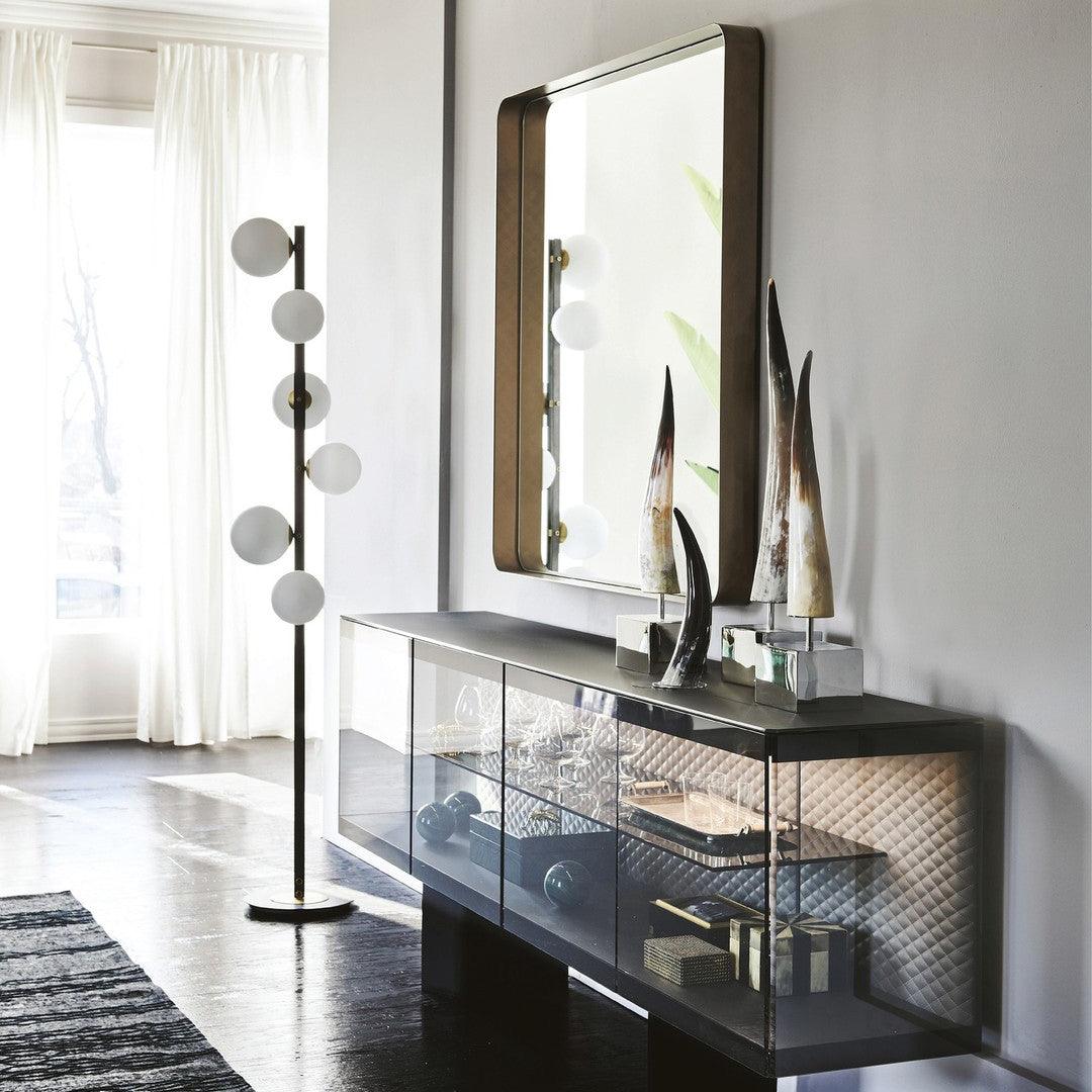 Eireneria elegante vloerlamp met glazen kap
