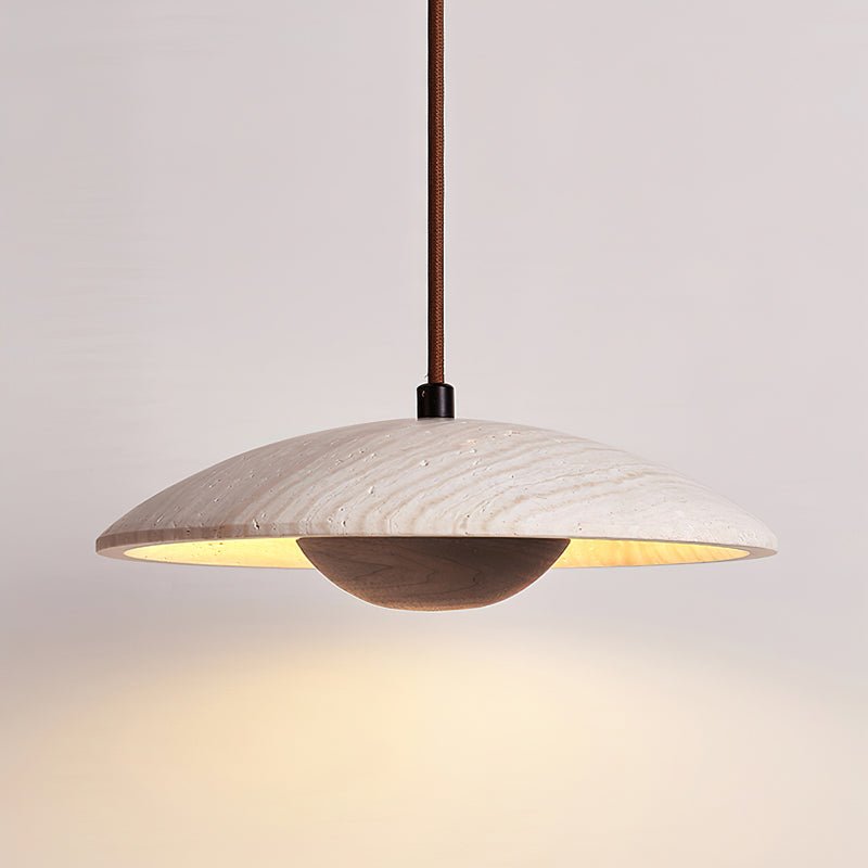 Bax hanglamp met brede rand in geel travertin