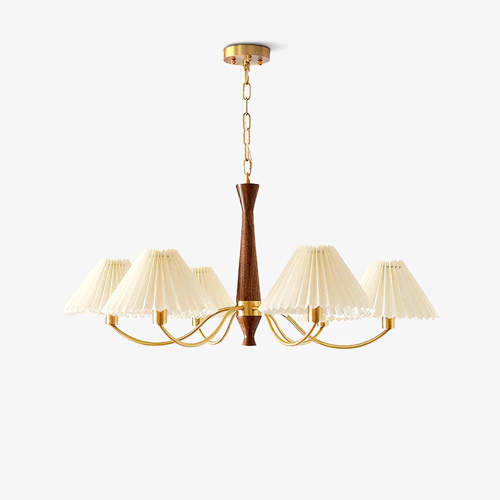Calivine kroonluchter Pleated met witte lampkappen Mid-Century