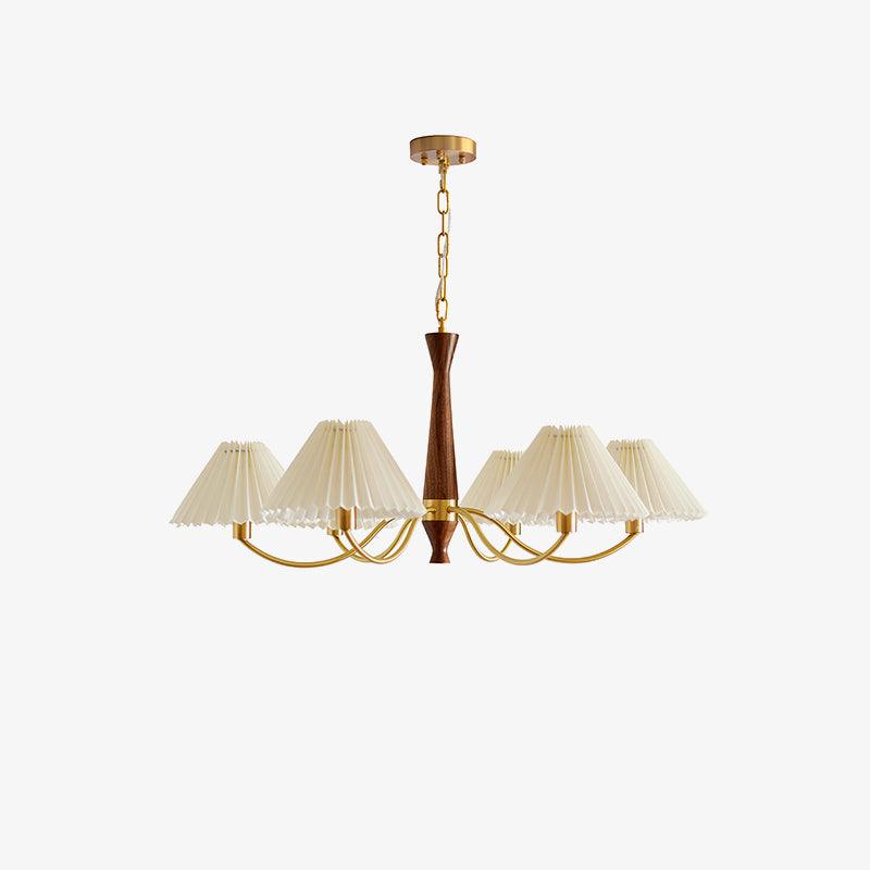 Calivine kroonluchter Pleated met witte lampkappen Mid-Century