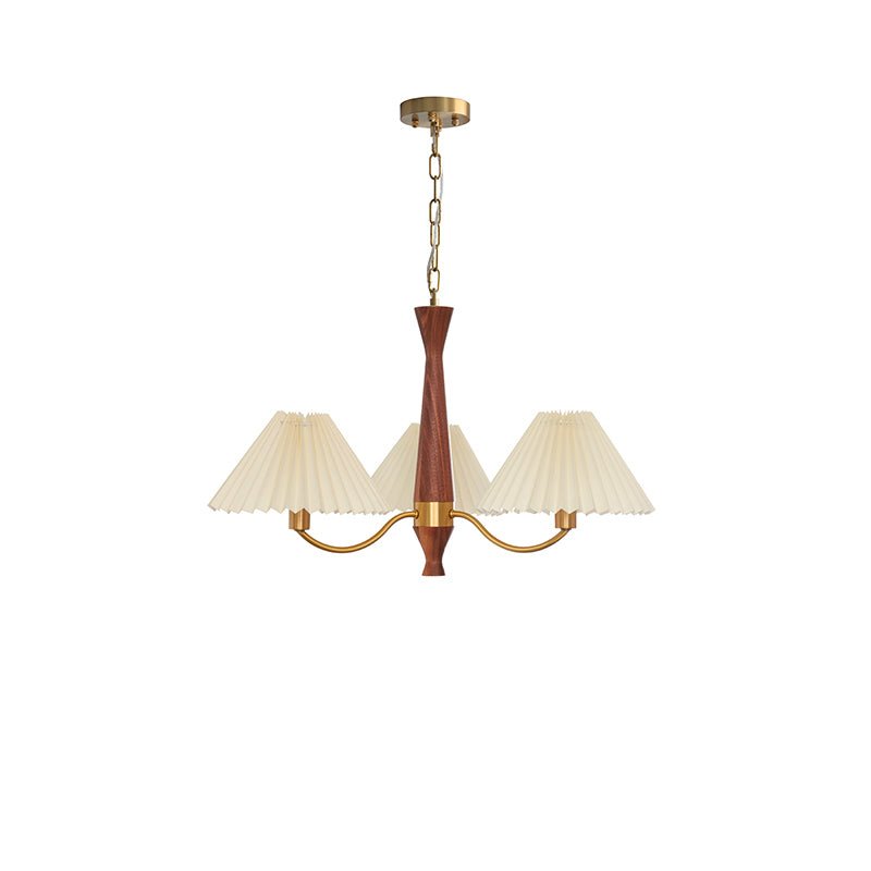 Calivine kroonluchter Pleated met witte lampkappen Mid-Century
