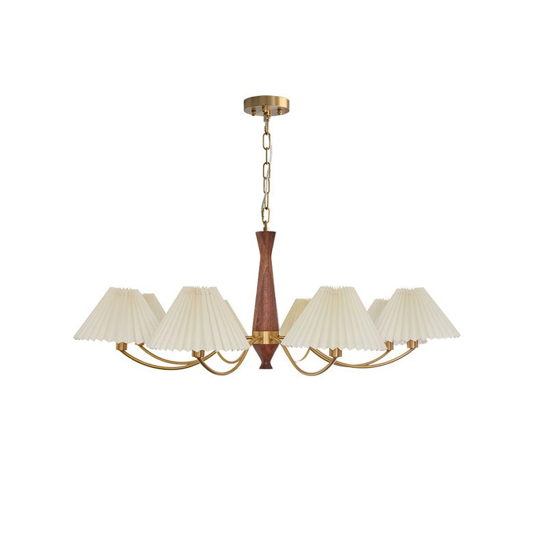 Calivine kroonluchter Pleated met witte lampkappen Mid-Century
