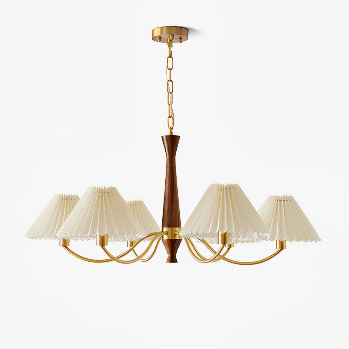 Calivine kroonluchter Pleated met witte lampkappen Mid-Century