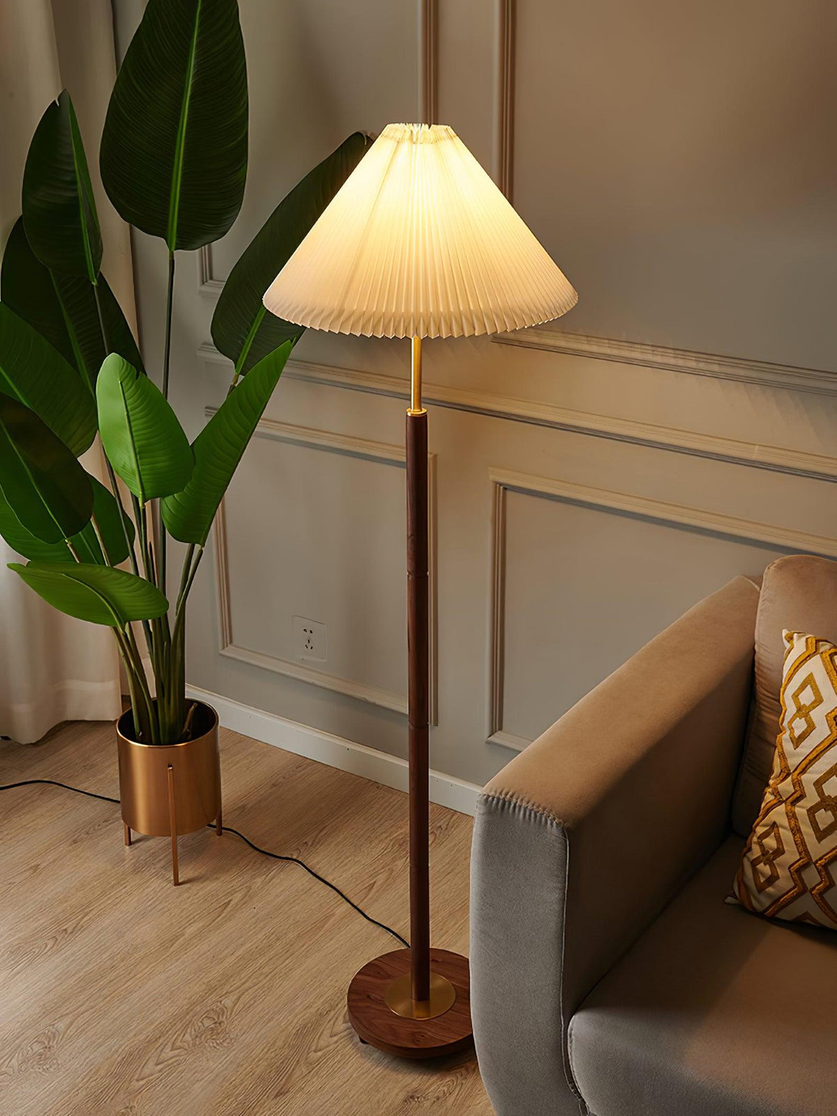 Syleina Minimalistische vloerlamp van massief hout