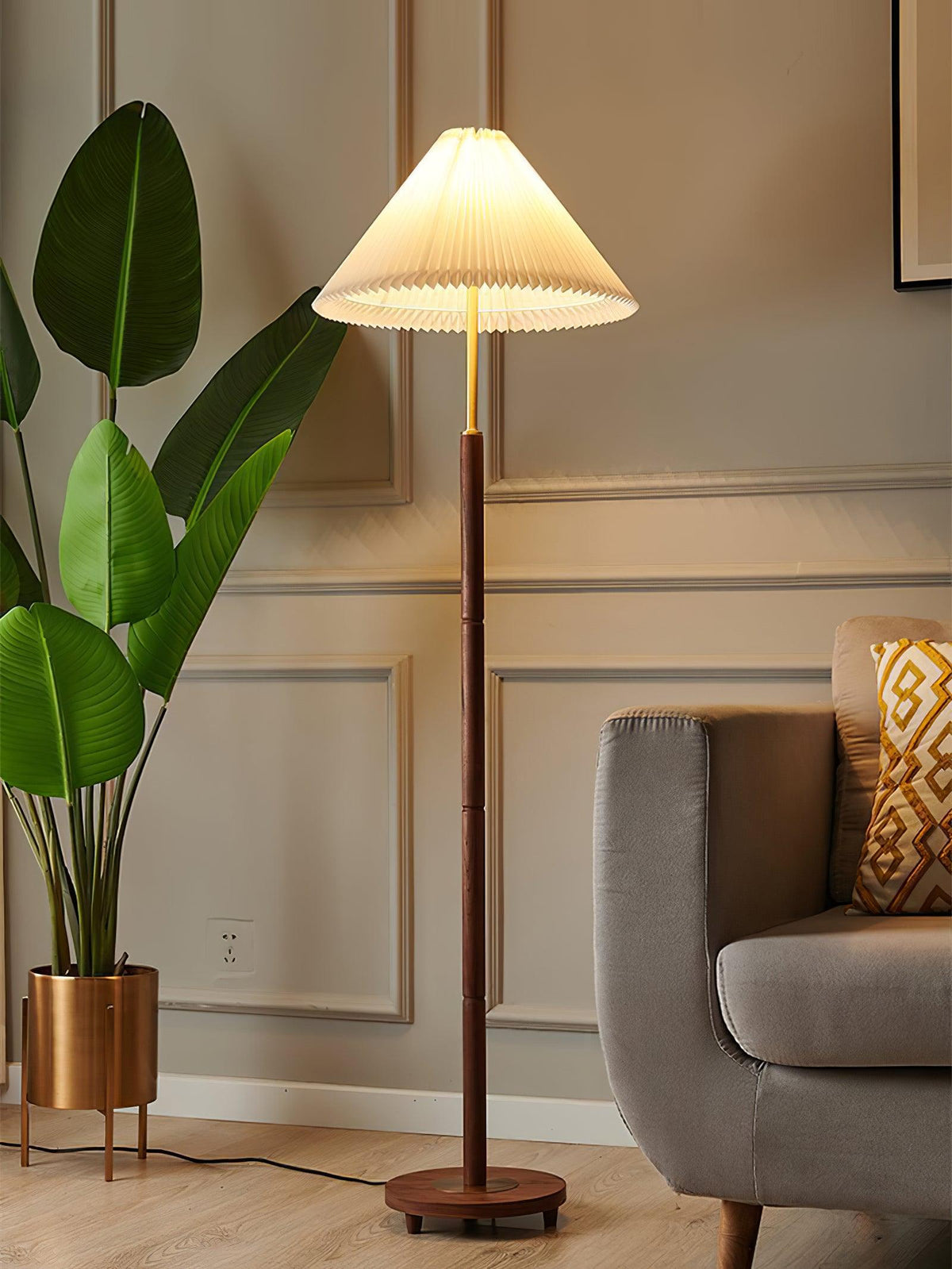 Syleina Minimalistische vloerlamp van massief hout