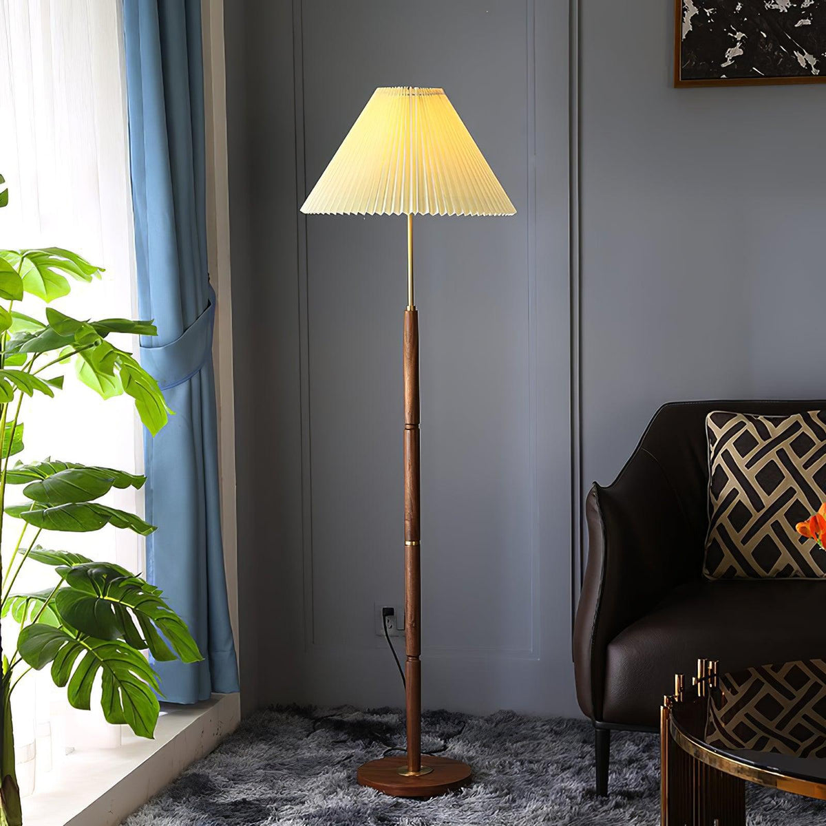 Syleina Minimalistische vloerlamp van massief hout