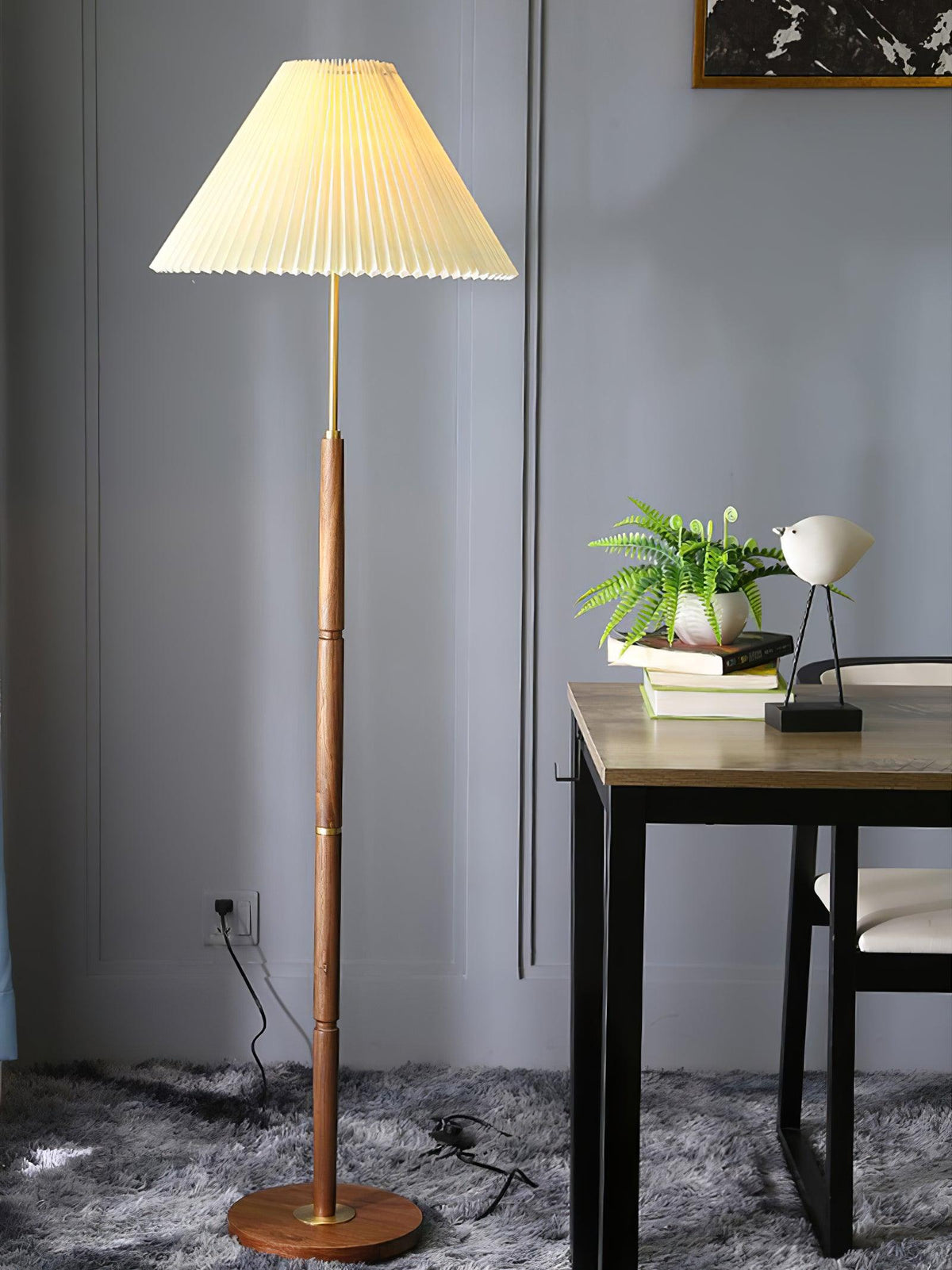 Syleina Minimalistische vloerlamp van massief hout