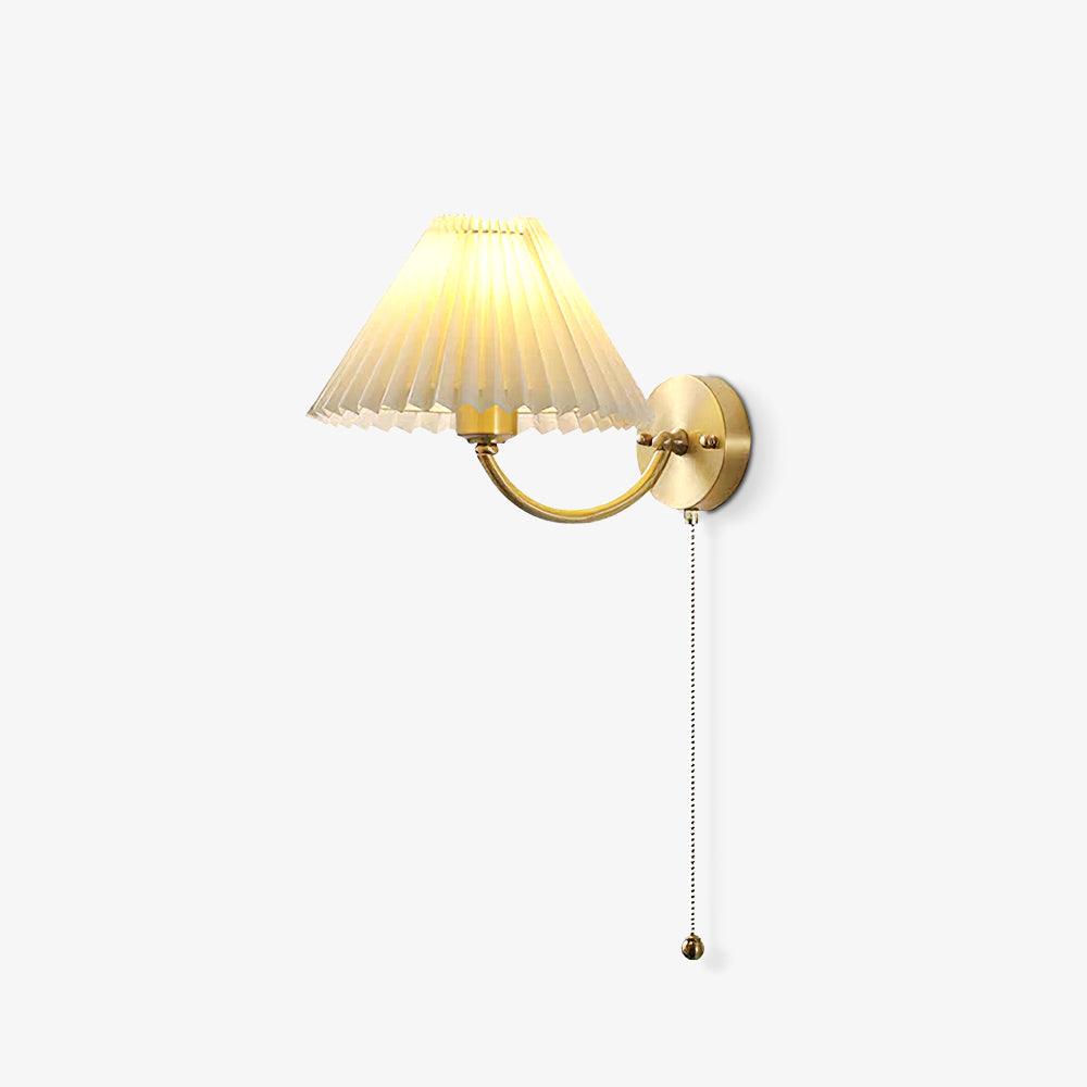 Dovrin elegantie geplooide messing stoffen wandlamp