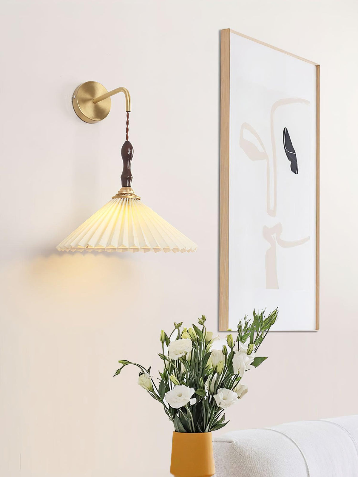 Mordan Premium wandlamp Elegante geplooide walnoot houten wandlamp
