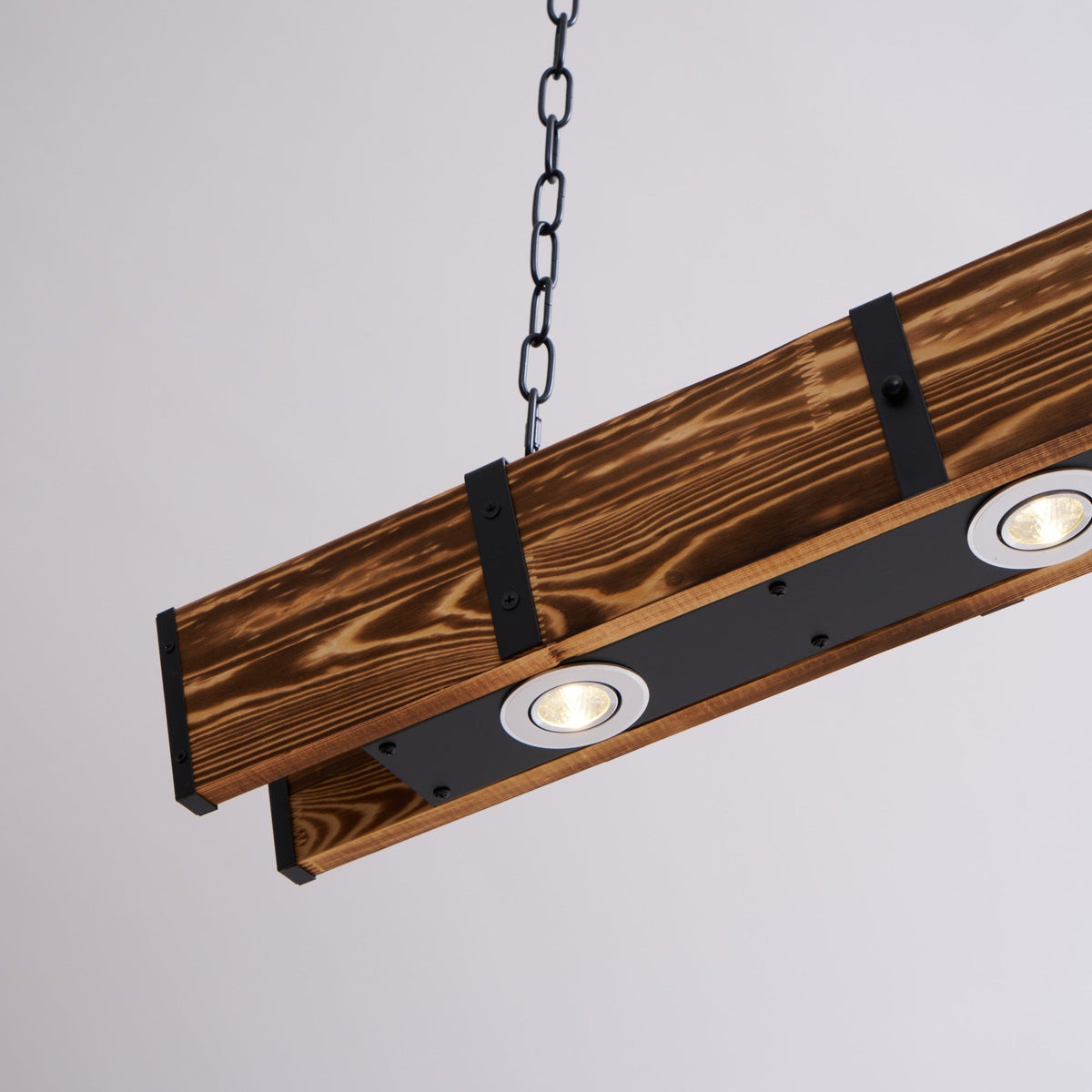 Aldelena kroonluchter Pleva lineair natuurlijk hout
