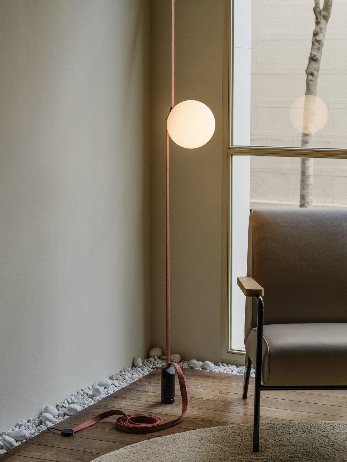 Velinenne hanglamp leerriem glas