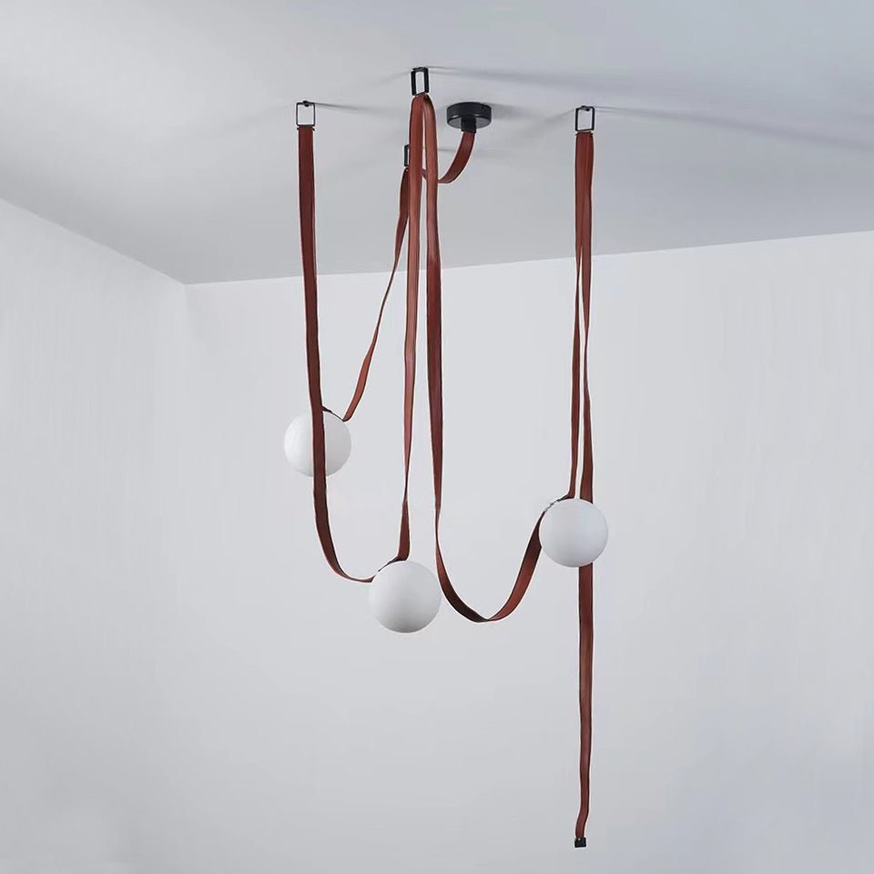 Velinenne hanglamp leerriem glas