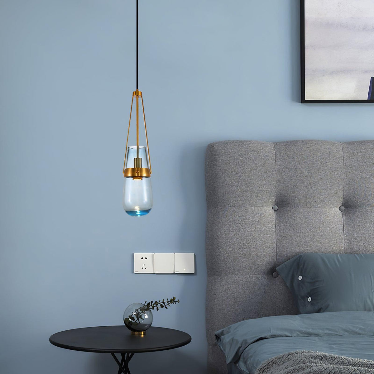 Vazora hanglamp met blauw glas