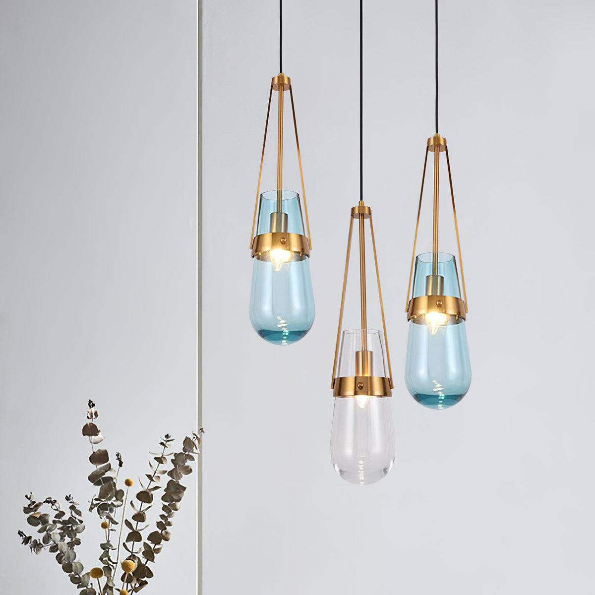 Vazora hanglamp met blauw glas