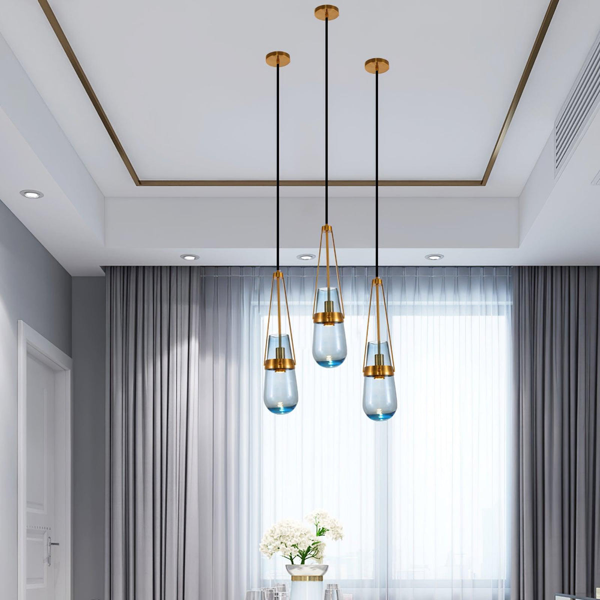 Vazora hanglamp met blauw glas