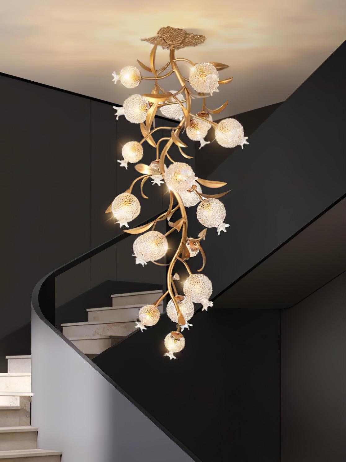 Bexlyn elegantie Pomegranate messing glas plafondlamp