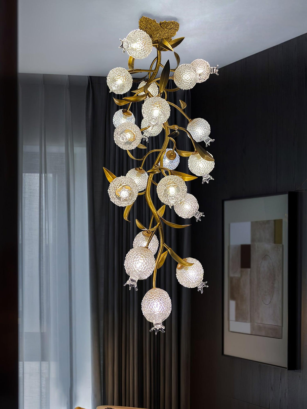 Bexlyn elegantie Pomegranate messing glas plafondlamp