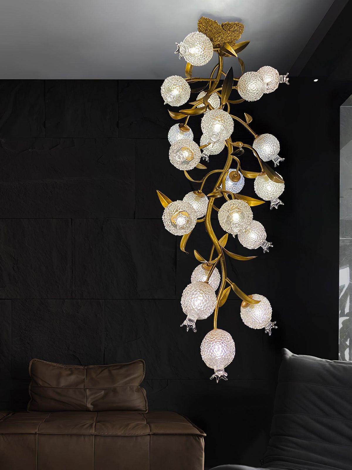 Bexlyn elegantie Pomegranate messing glas plafondlamp