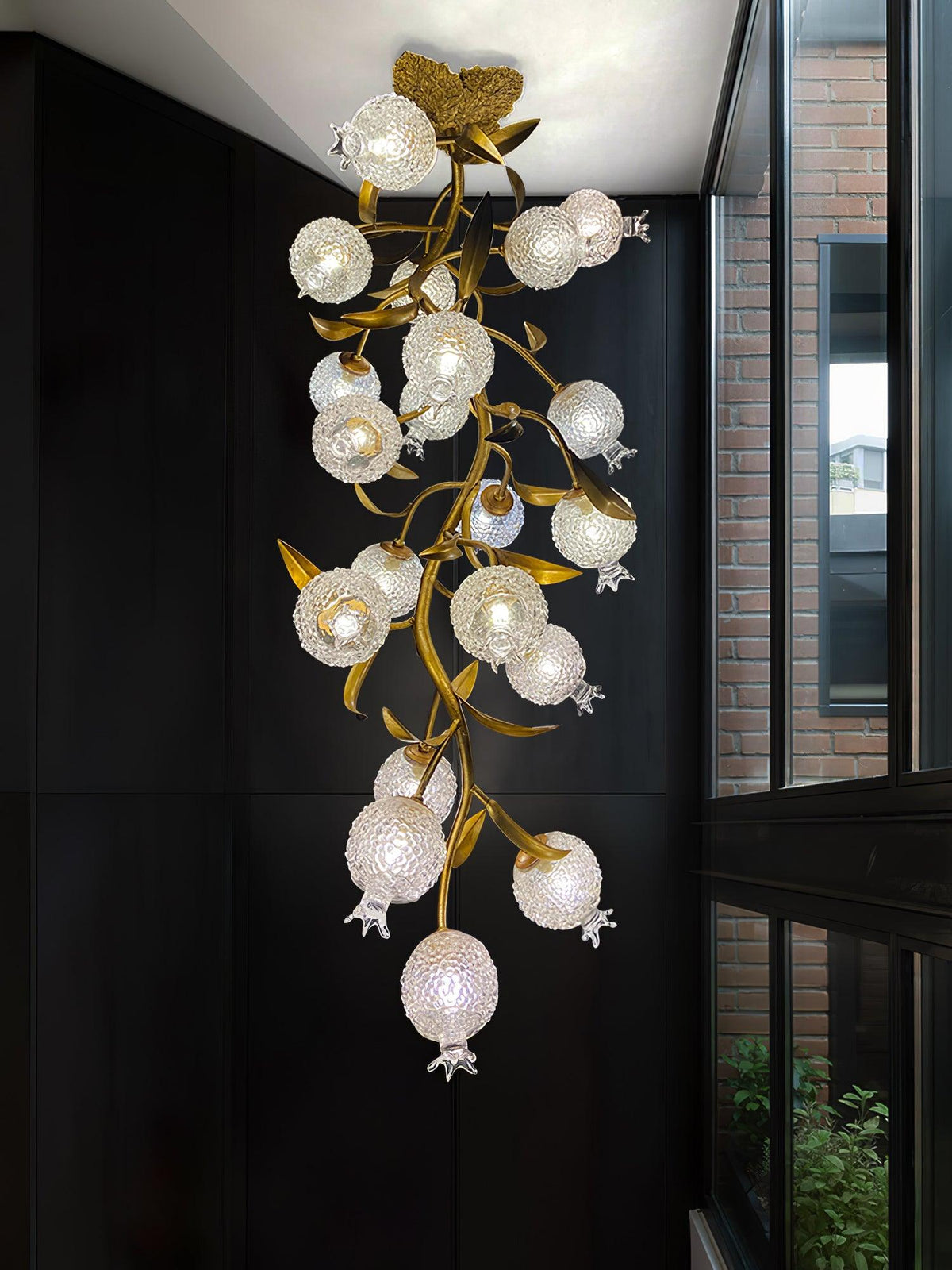 Bexlyn elegantie Pomegranate messing glas plafondlamp
