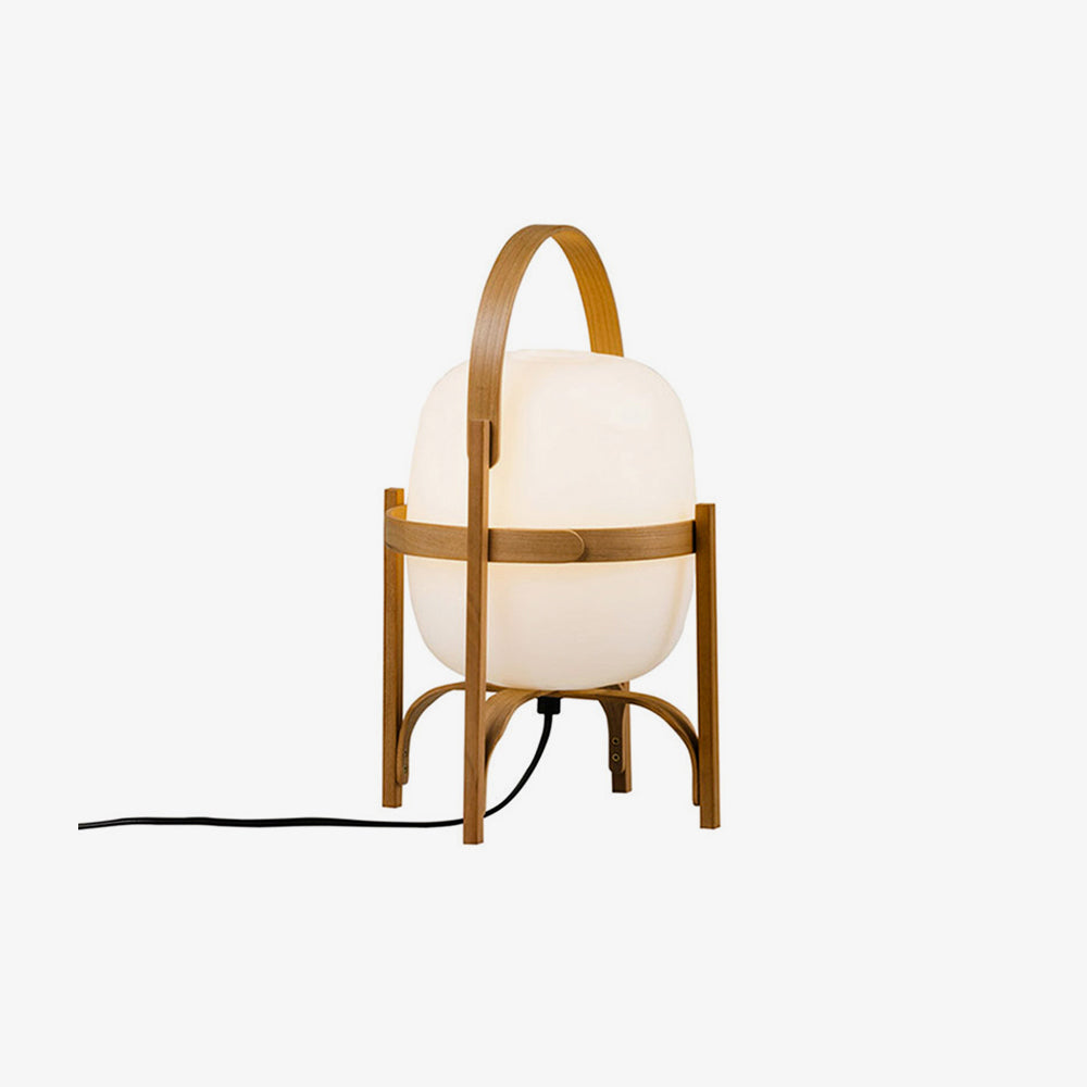 Lethra tafellamp van hout en glas