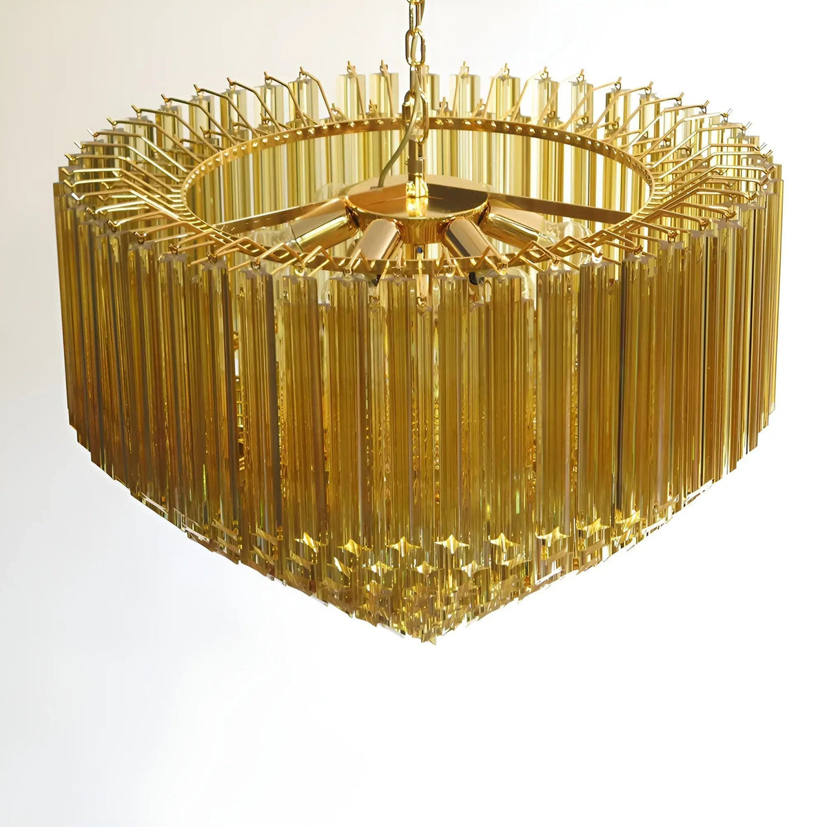 Celiselle kroonluchter met amberkleurige Murano-glasprismen Grand Art