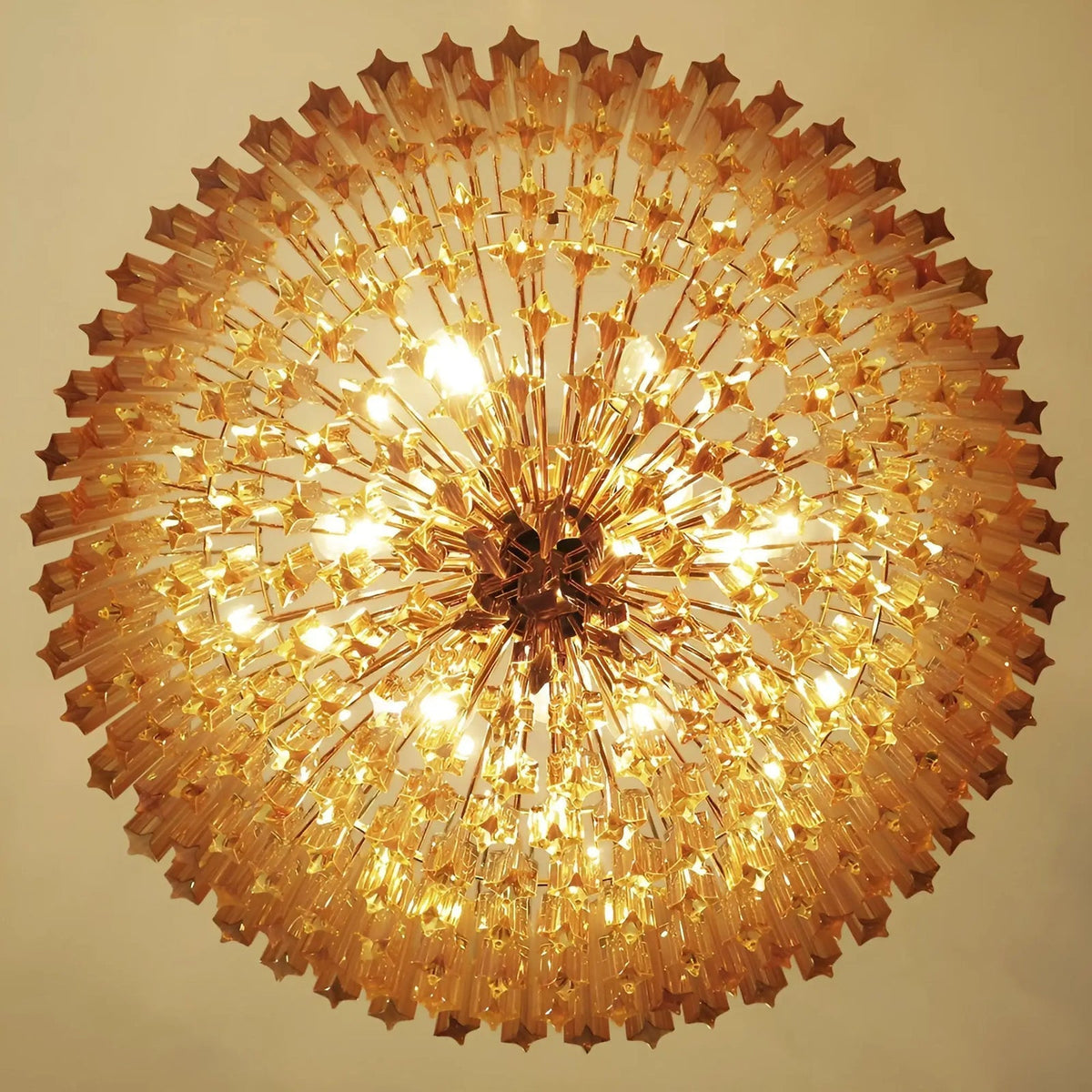 Celiselle kroonluchter met amberkleurige Murano-glasprismen Grand Art