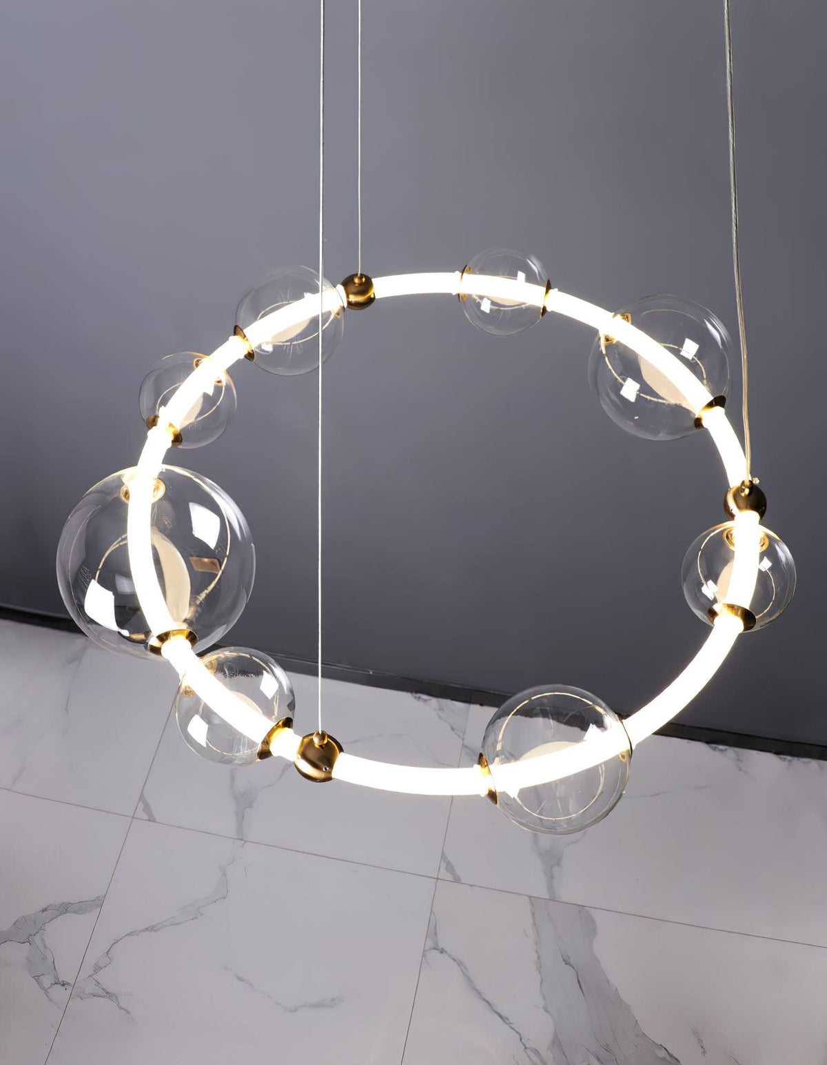 Cera kroonluchter met bolle heldere ringen, modern minimalistisch