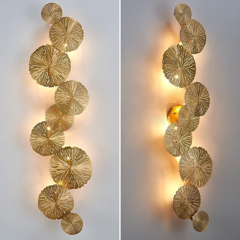 Rylso wandlamp Lotusbladeren messing