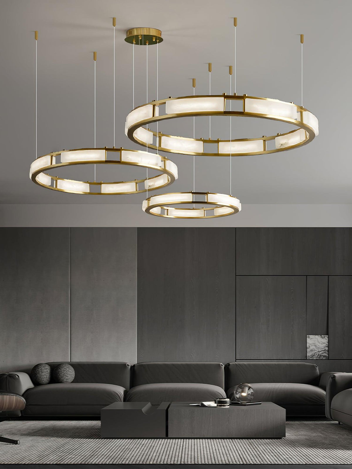 Dythan Minimalistische hanglamp van met albasten ring