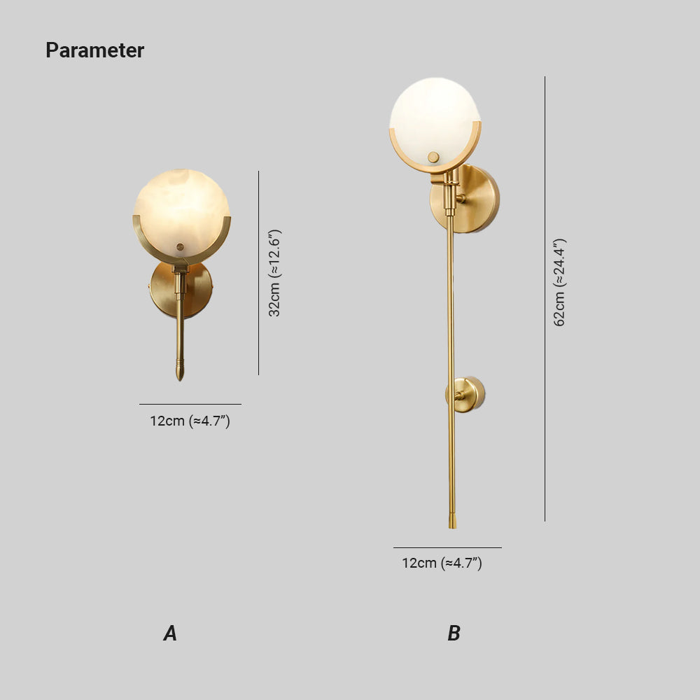 Ljomuvyo Moderne minimalistische wandlamp van messing met albasten kap