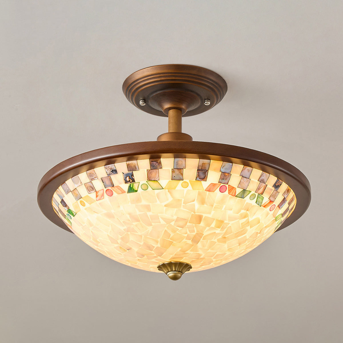Marin vlakke plafondlamp van walnoothout