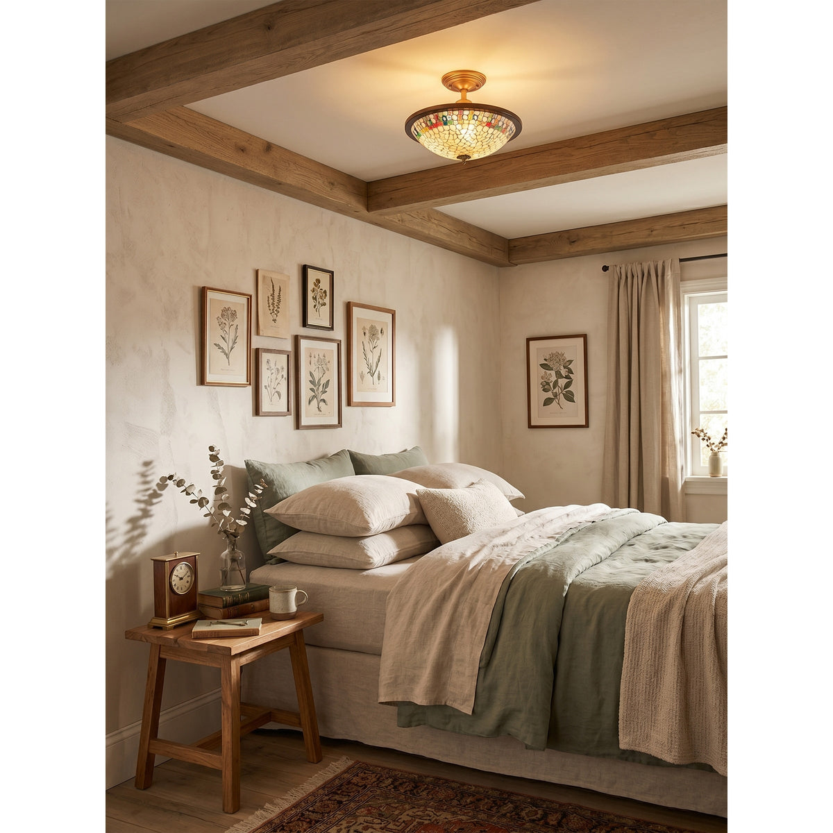 Marin vlakke plafondlamp van walnoothout