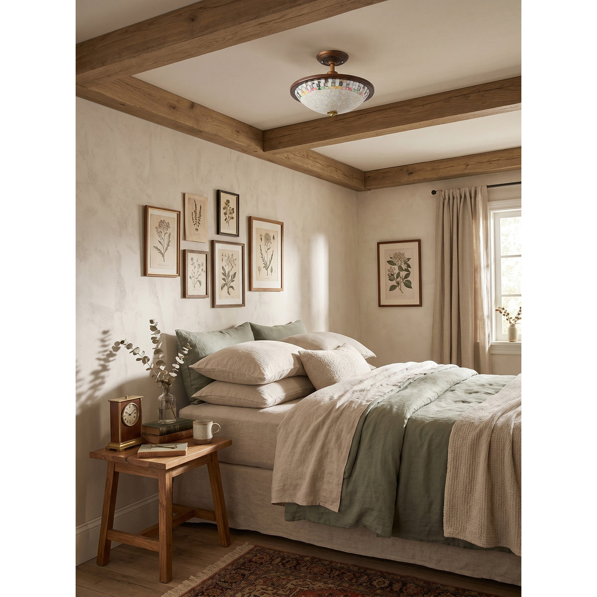 Marin vlakke plafondlamp van walnoothout