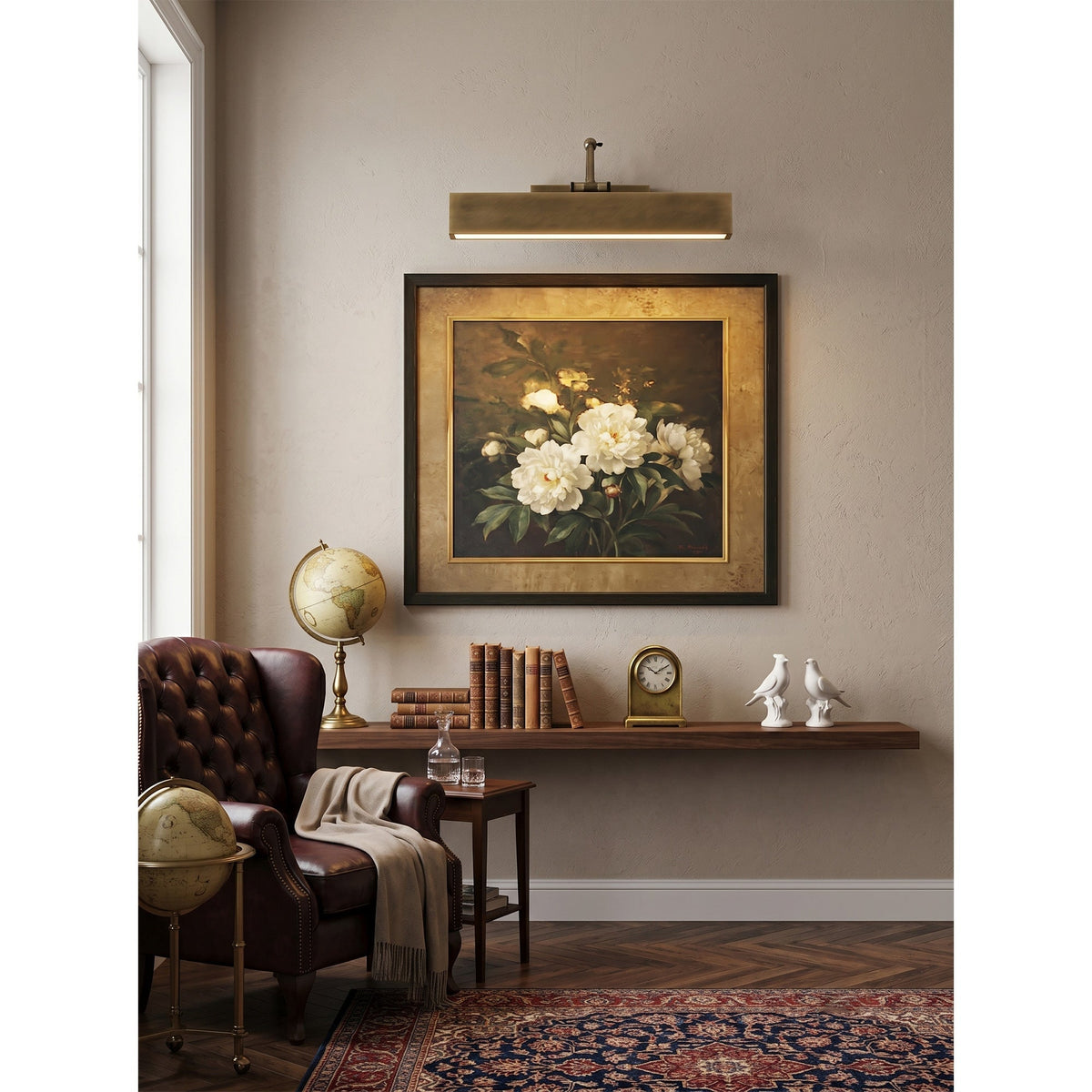 Auraraine wandlamp met rotatie in messing