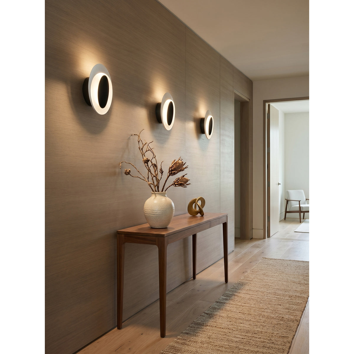 Flindt ronde wandlamp in aluminium