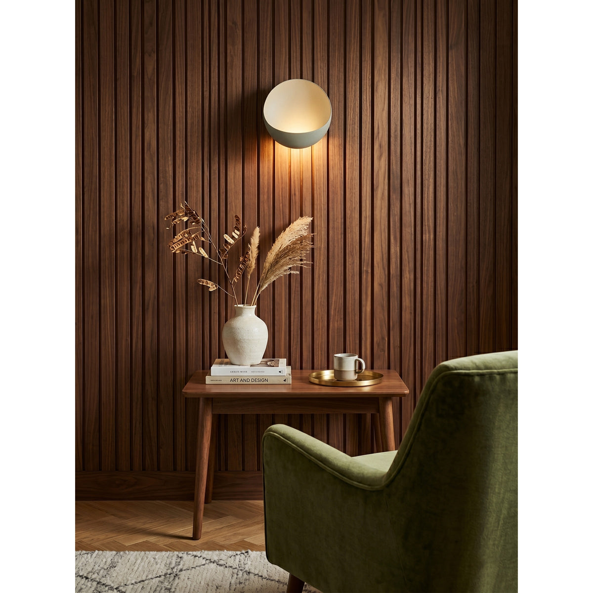 Flindt ronde wandlamp in aluminium
