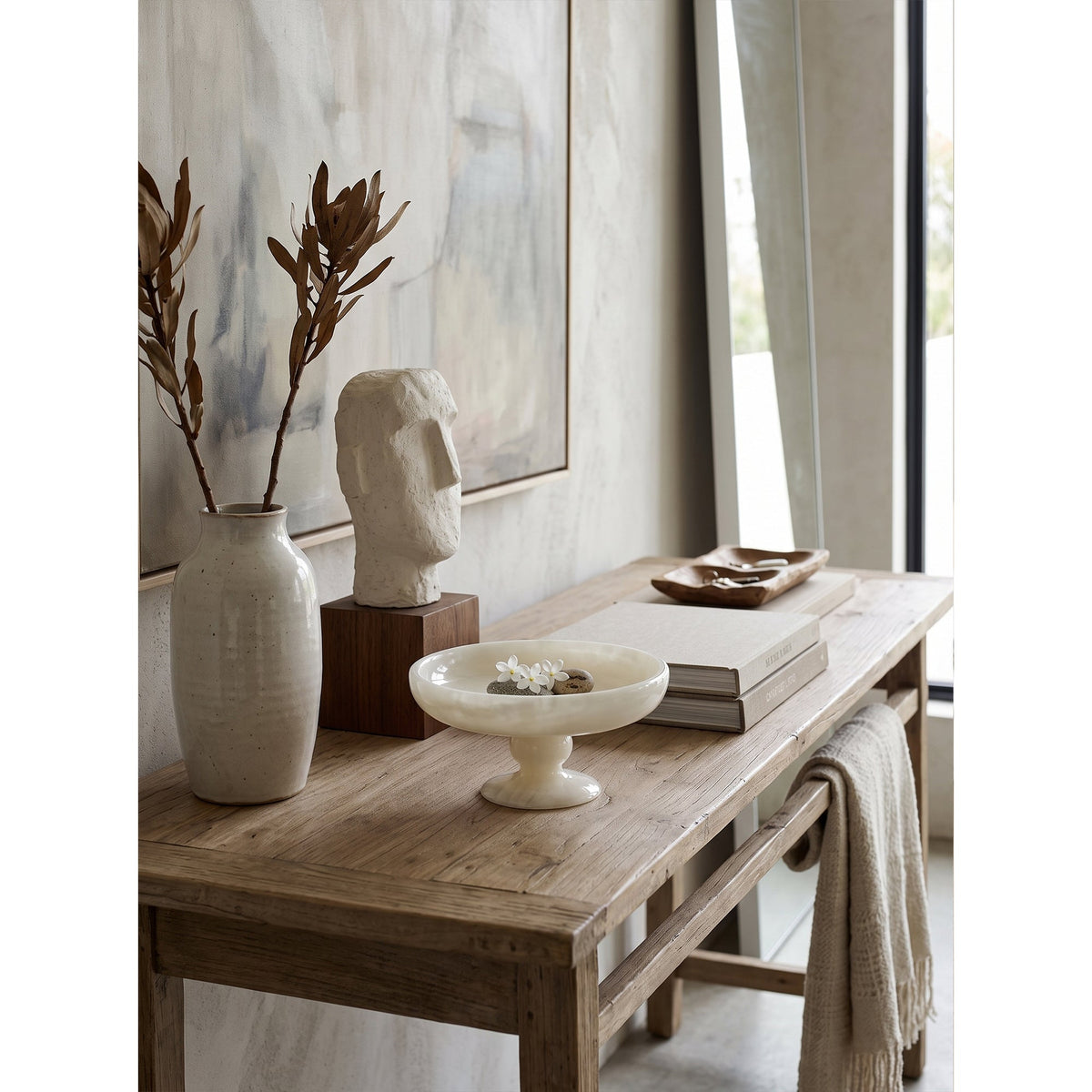 Henswick wit onyx voetstukkom