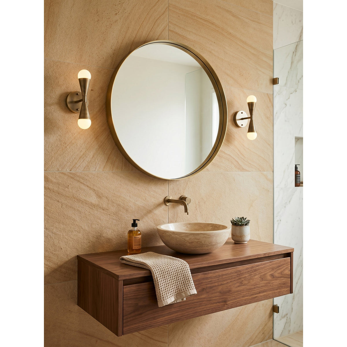 Karma Elvior messing dubbele wandlamp