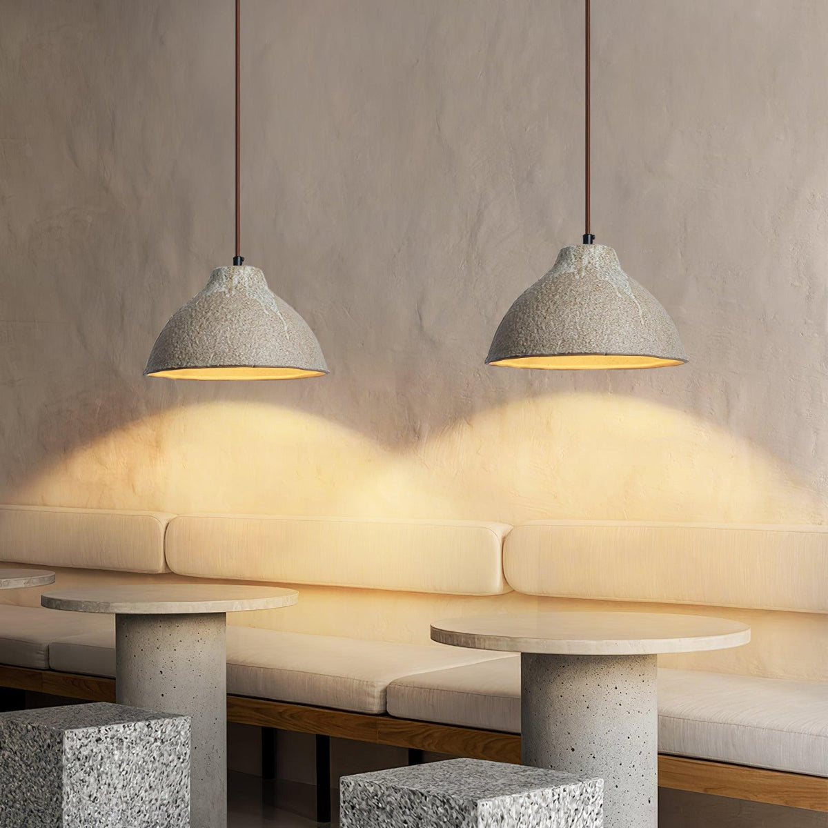 Aldaia Retro hanglamp van keramiek en hout