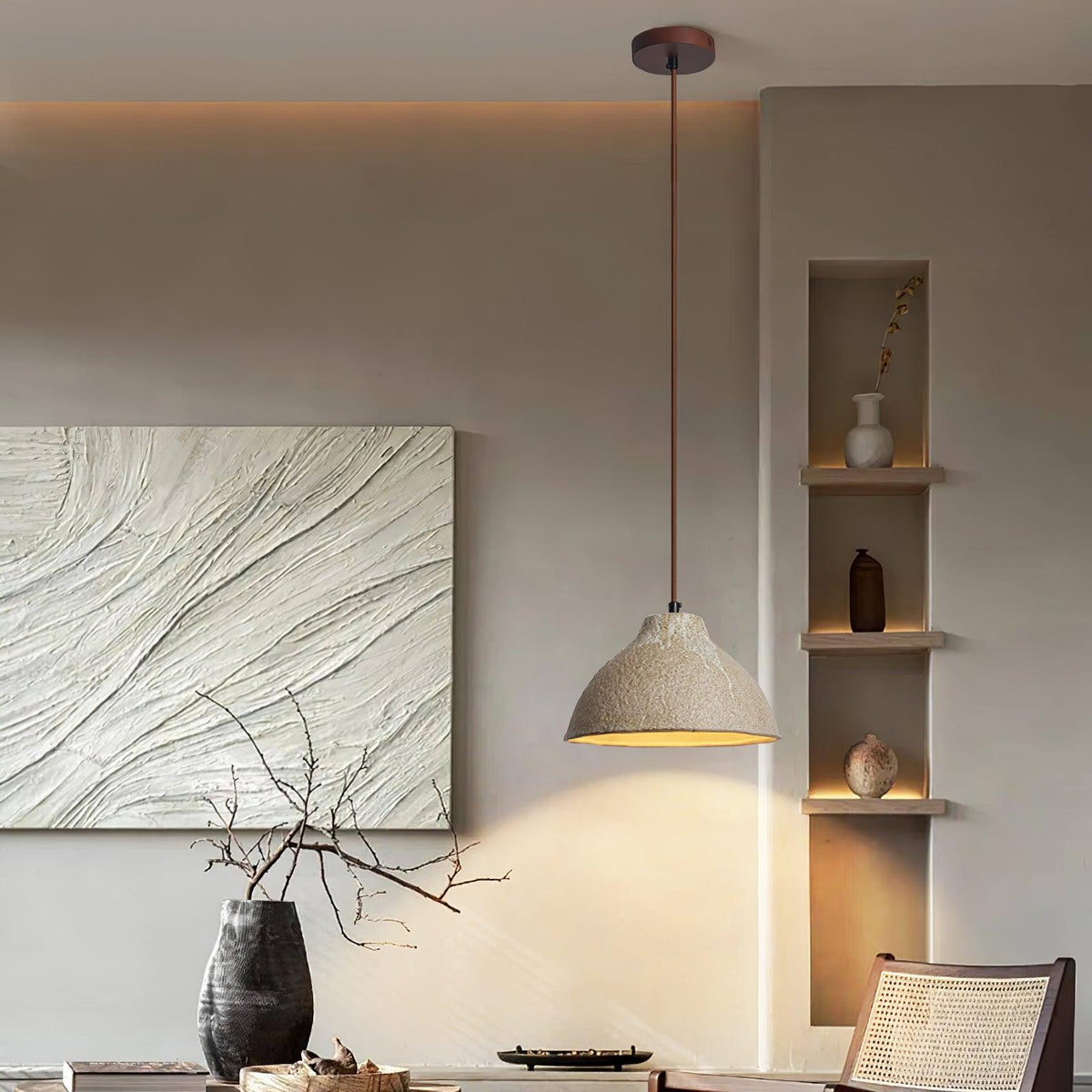 Aldaia Retro hanglamp van keramiek en hout