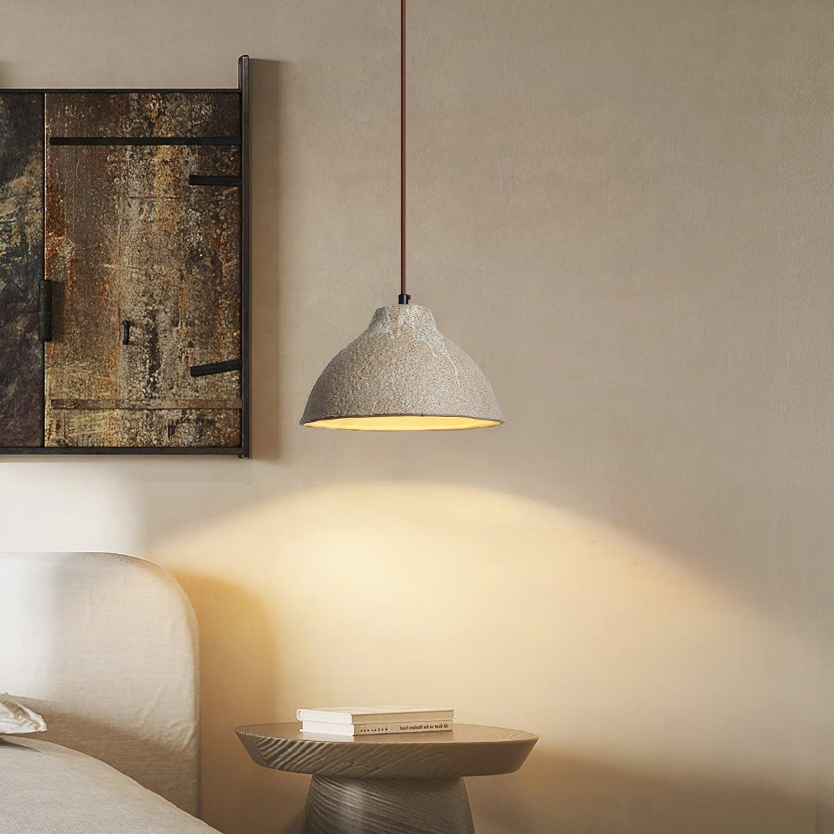 Aldaia Retro hanglamp van keramiek en hout