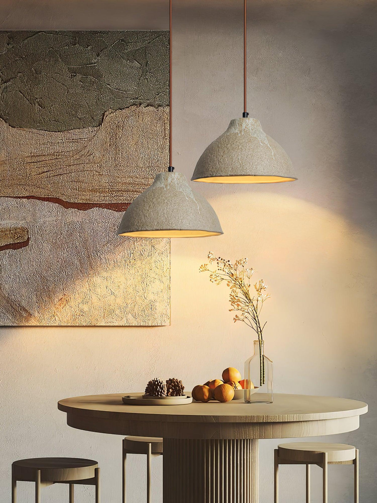 Aldaia Retro hanglamp van keramiek en hout