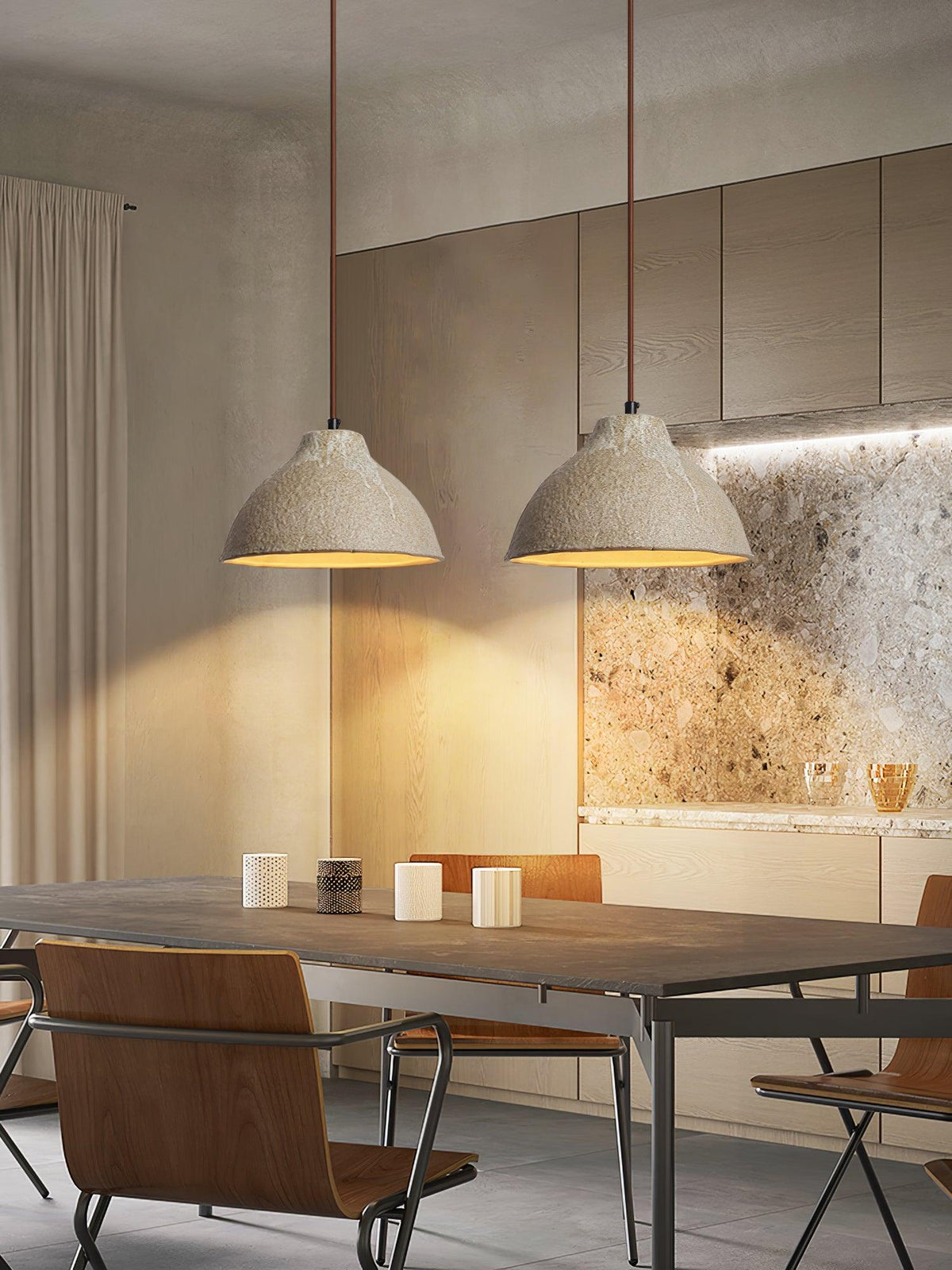 Aldaia Retro hanglamp van keramiek en hout