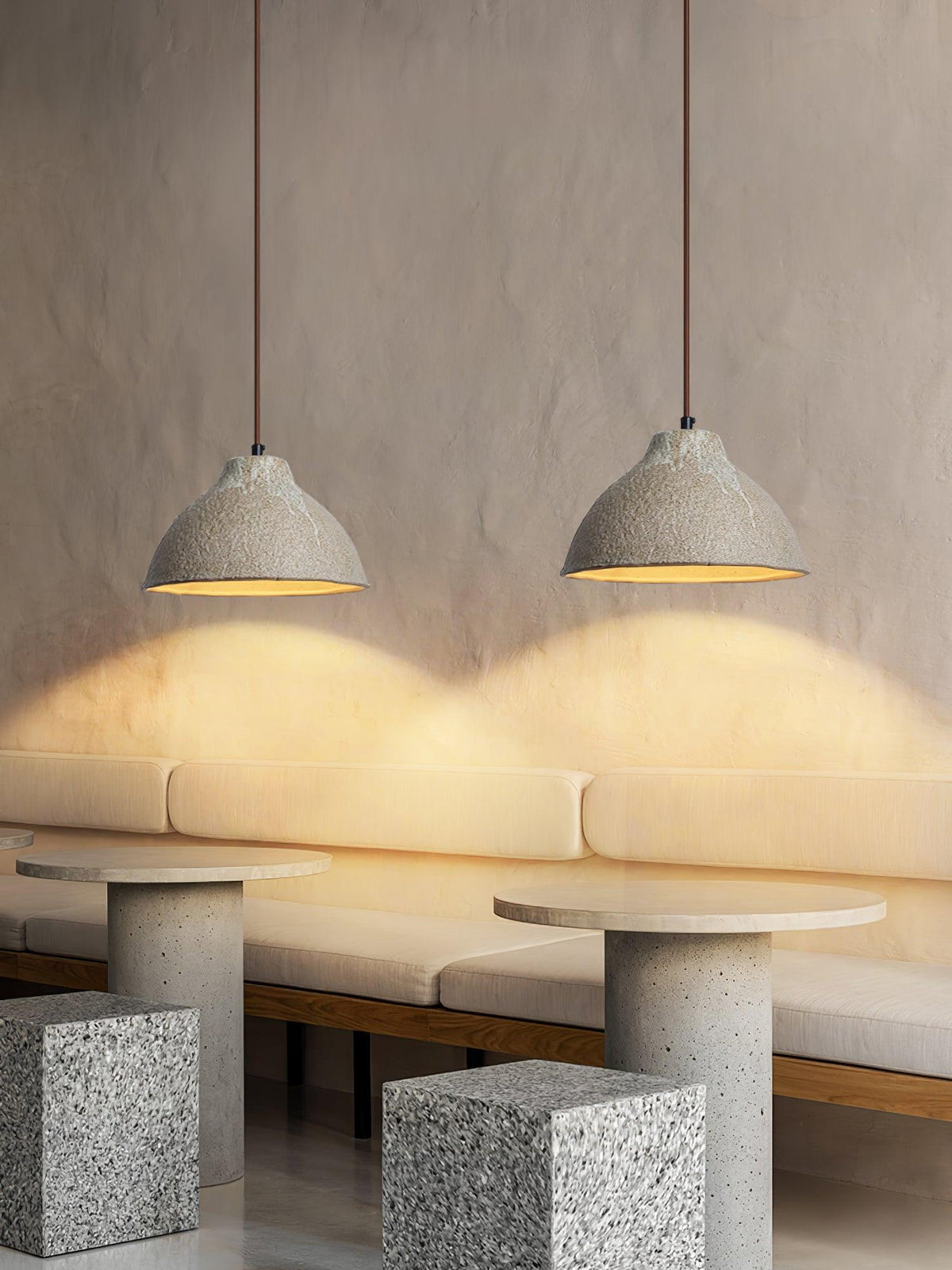 Aldaia Retro hanglamp van keramiek en hout