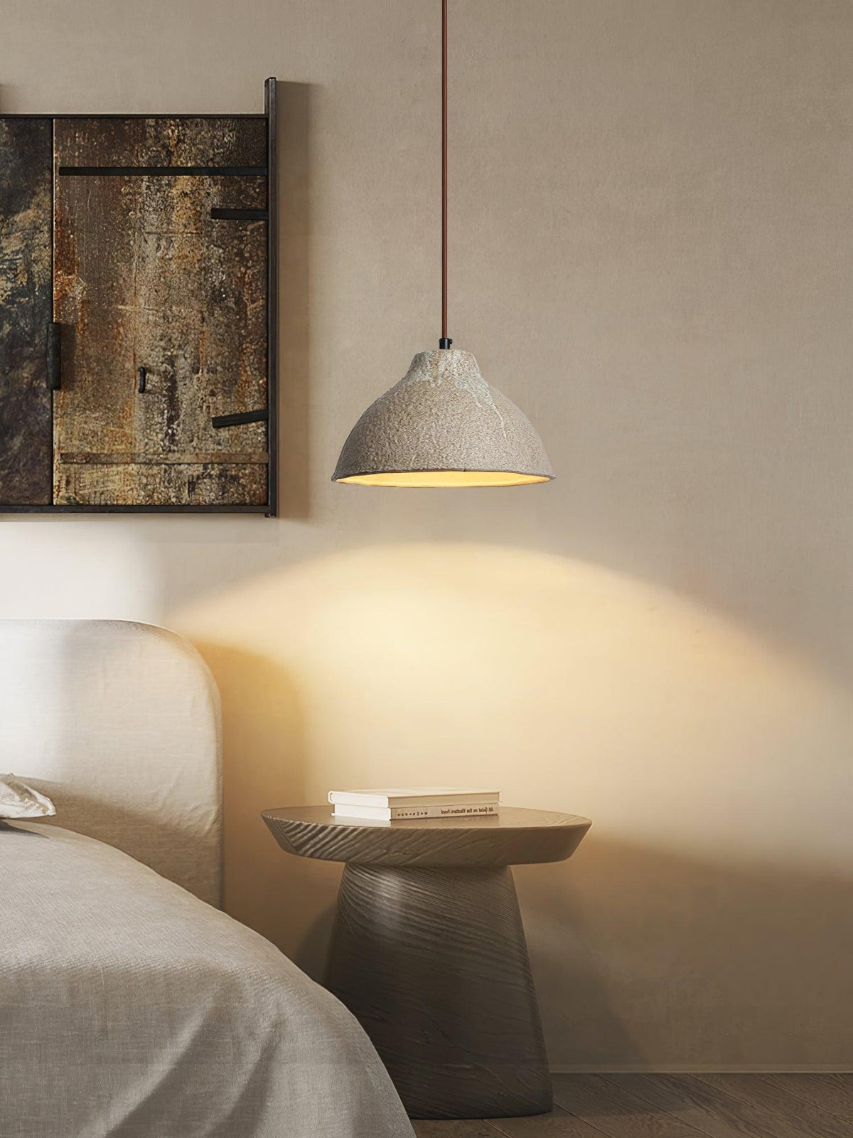 Aldaia Retro hanglamp van keramiek en hout